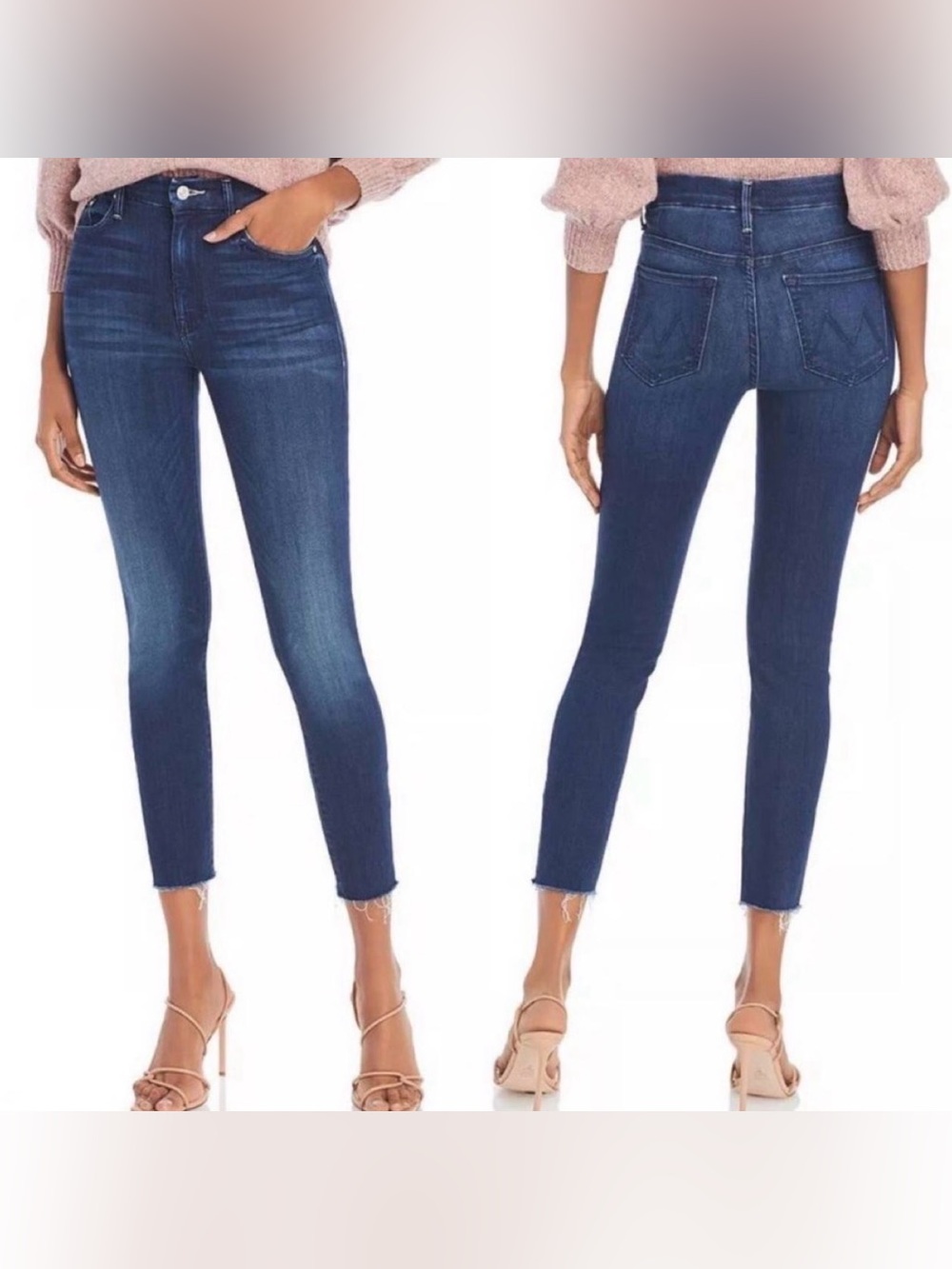 MOTHER The High Waisted Looker Ankle Fray Big Sky Jeans Size 27 Skinny Denim
